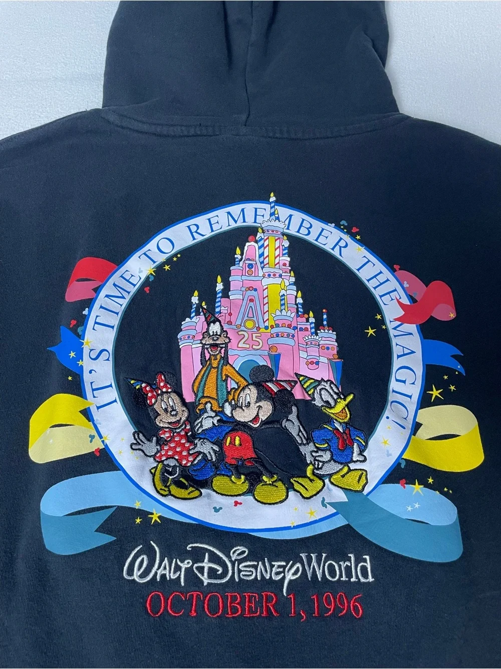 Disney World Vault Collection 25th anniversary Double Sided Embroidered Hoodie M